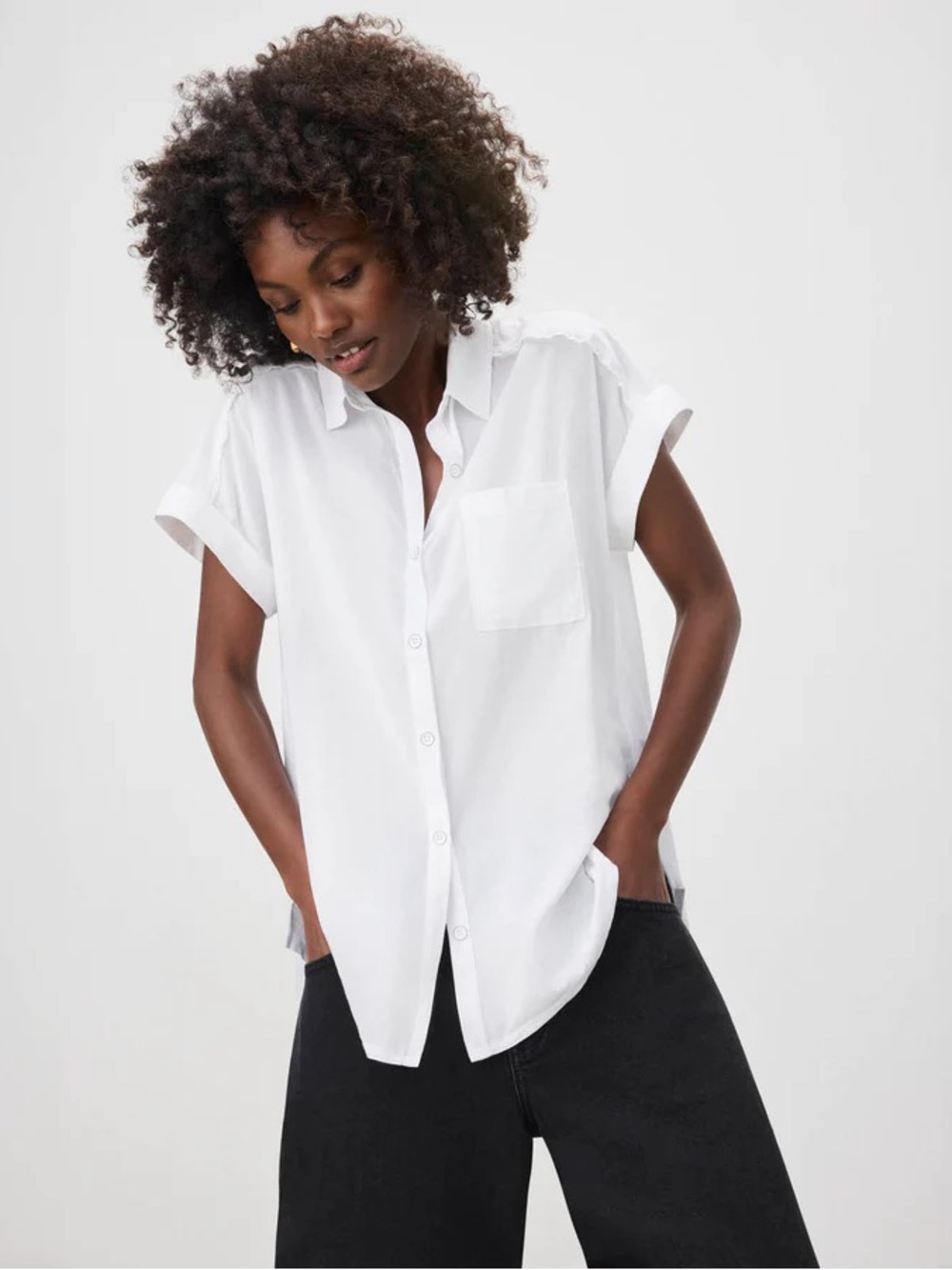Splendid /// Women’s Paige High-Low Cotton Blend Shirt - Size Medium